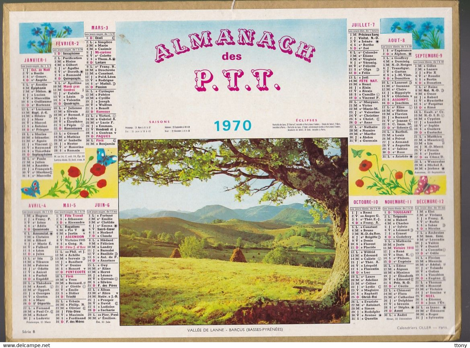 25 calendriers  P.T.T : 11  calendrier années 1960 -68- 69- 70  et 14 almanach  thème cinéma (tous scannés recto-verso )