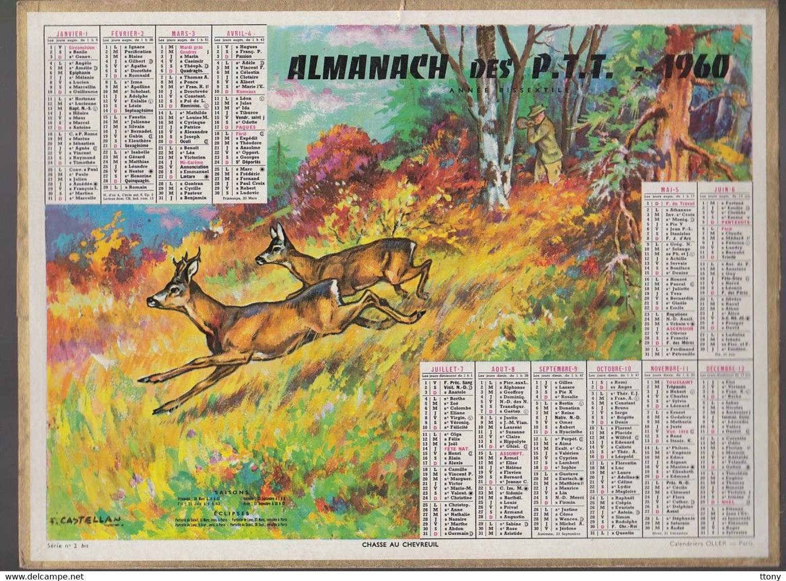 25 calendriers  P.T.T : 11  calendrier années 1960 -68- 69- 70  et 14 almanach  thème cinéma (tous scannés recto-verso )