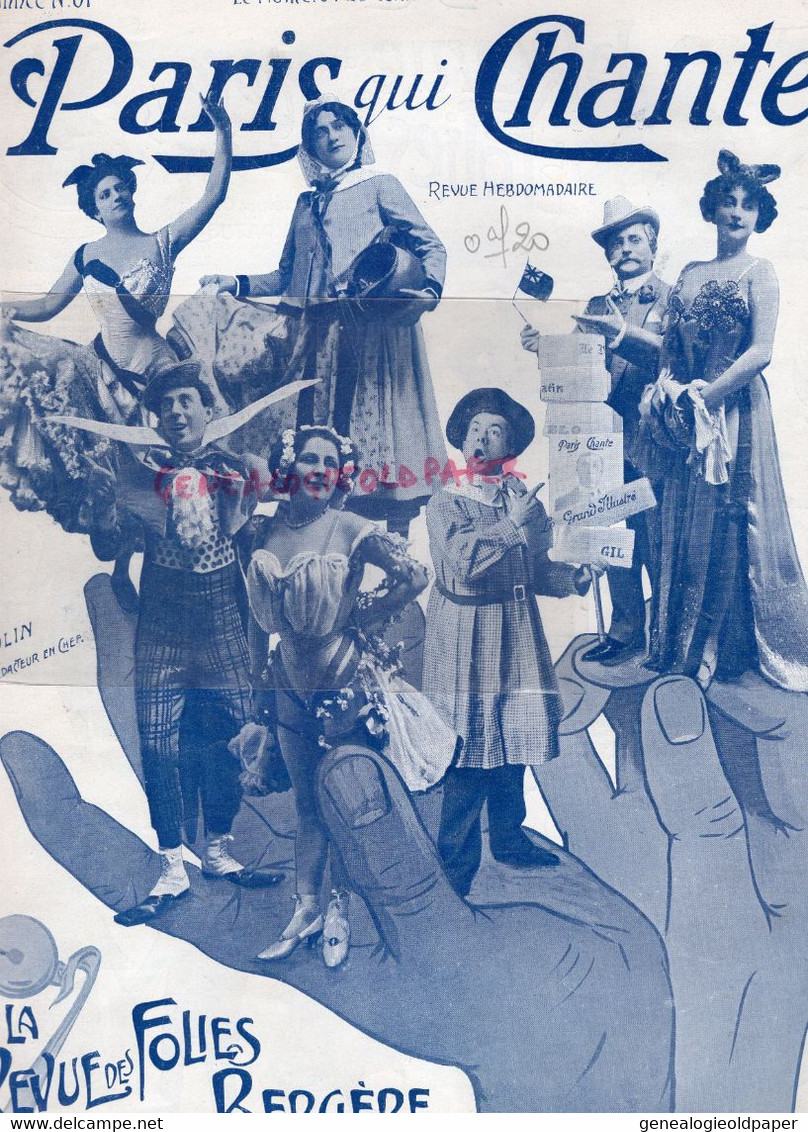 PARIS QUI CHANTE- PARTITION MUSIQUE-N° 61- 1904- POLIN-FOLIES BERGERE PARIS-LES BLOCH-GALIPAUX-JACQUES BONHOMME-MARGIS - Partitions Musicales Anciennes