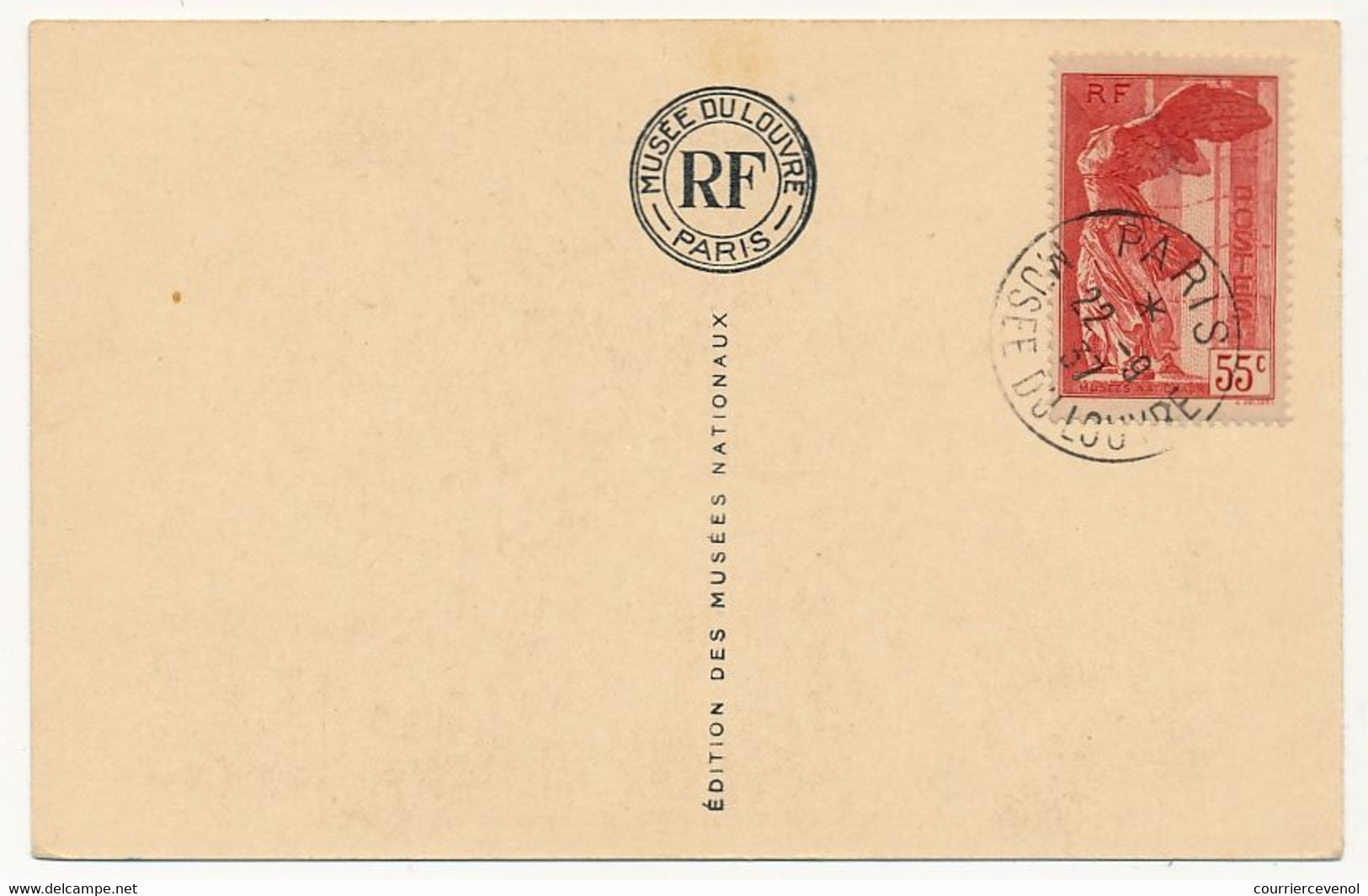 30c Et 55c Victoire De Samothrace - Oblit Paris Musée Du Louvre - 27/9/1937 - Sur Cartes Du Musée - Lettres & Documents