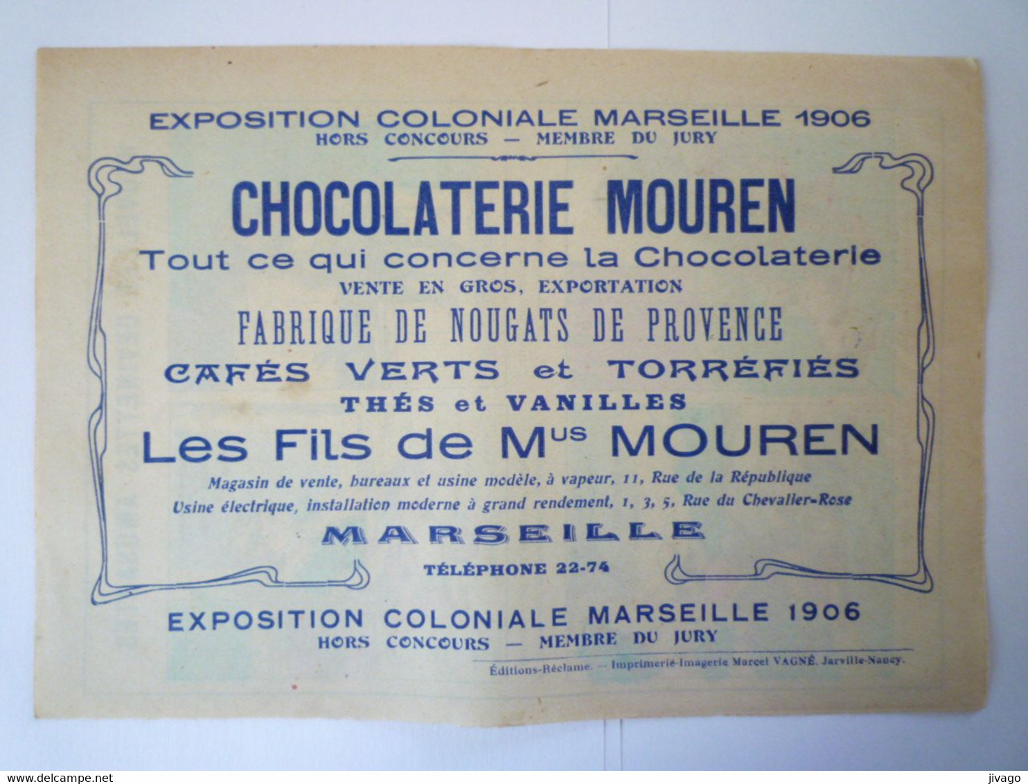 2022 - 289  DESSINS-DROLATIQUES  (Chocolaterie MOUREN  -  EXPO COLONIALE Marseille 1906)  Planche N° 1520  XXX - Non Classés