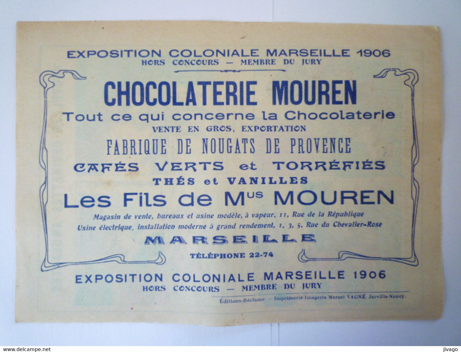 2022 - 295  DEVINETTES  (Chocolaterie MOUREN  -  EXPO COLONIALE Marseille 1906)  Planche N° 1531  XXX - Non Classés