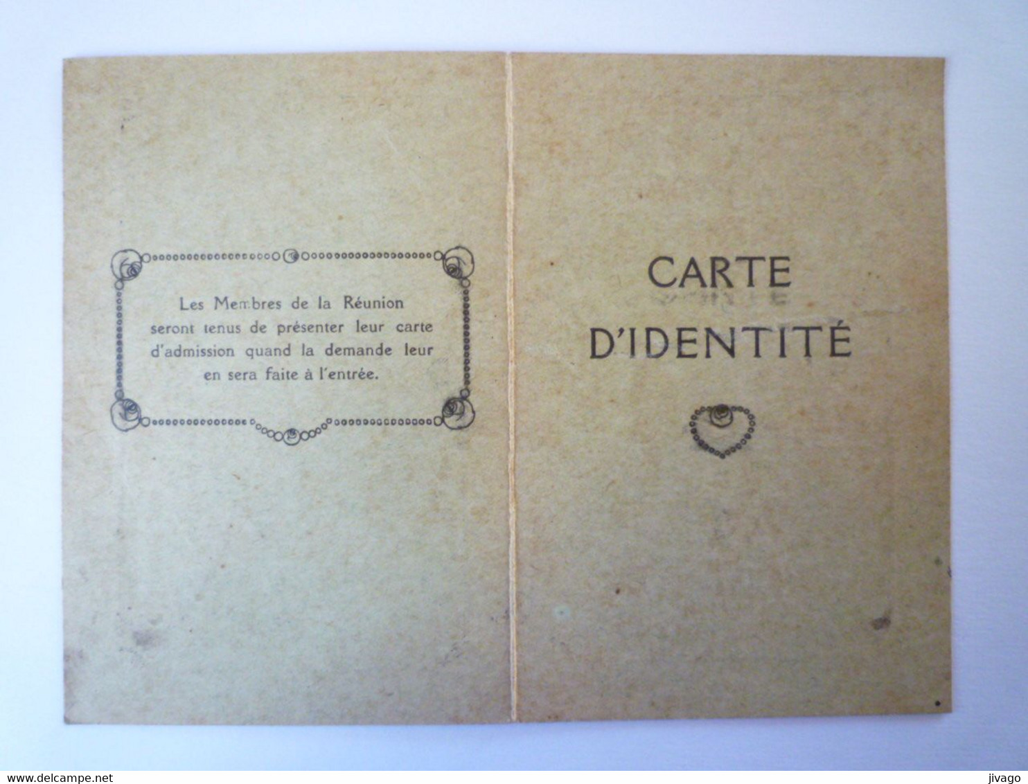 2022 - 296  REUNION Des OFFICIERS De BORDEAUX  :  CARTE D'IDENTITE De MEMBRE PERMANENT  XXX - Non Classés