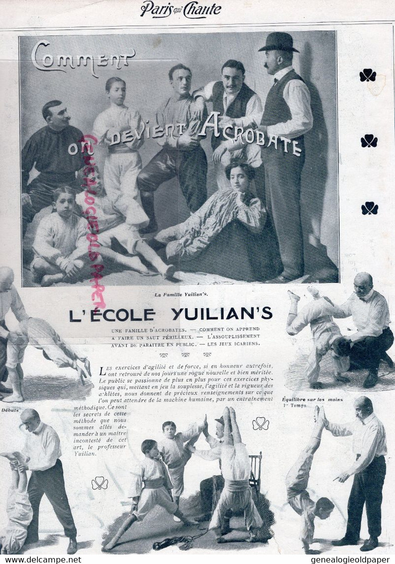 PARIS QUI CHANTE- PARTITION MUSIQUE-N° 97- 1904- POLIN-MISTINGUETTE-ACROBATE CIRQUE-ECOLE YUILIAN'S-FEMME TORPILLE- - Partituren