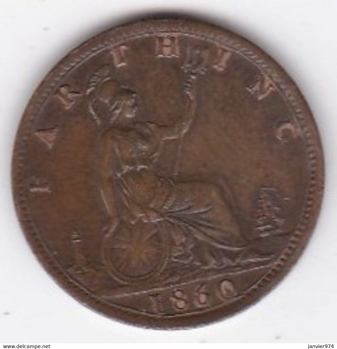 Grande-Bretagne. 1 Farthing 1860. Victoria, KM# 747, Superbe - B. 1 Farthing