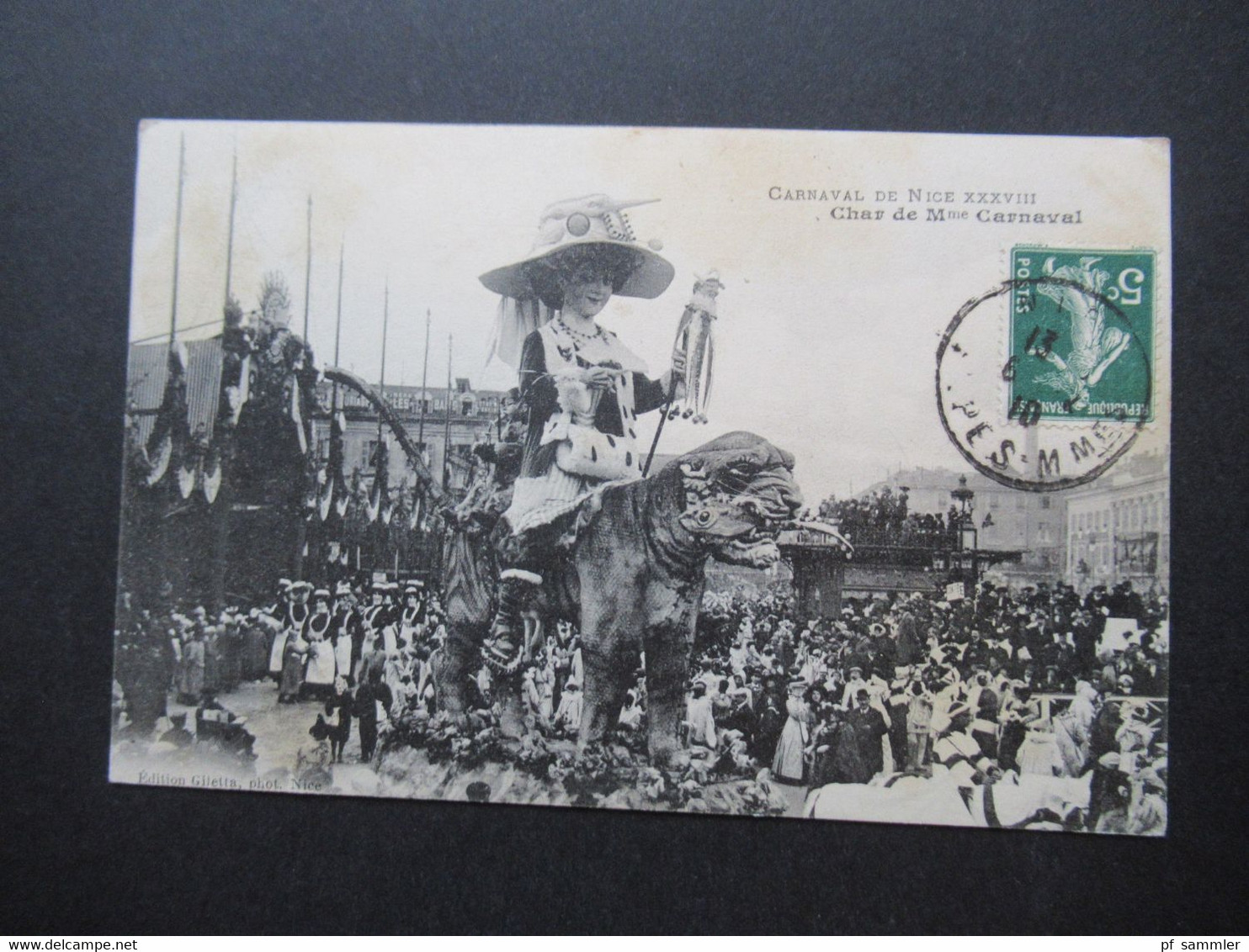 Frankreich 1910 AK Bildseitig Frankiert Fasching / Karneval Carnaval De Nice XXXVIII Char De Mme Carnaval - Carnaval