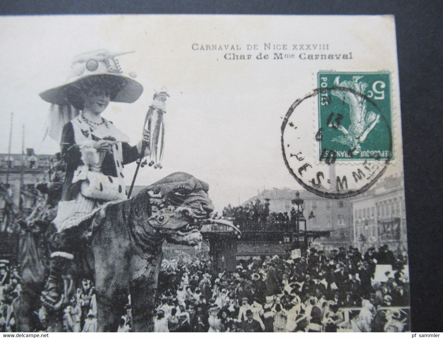 Frankreich 1910 AK Bildseitig Frankiert Fasching / Karneval Carnaval De Nice XXXVIII Char De Mme Carnaval - Carnival