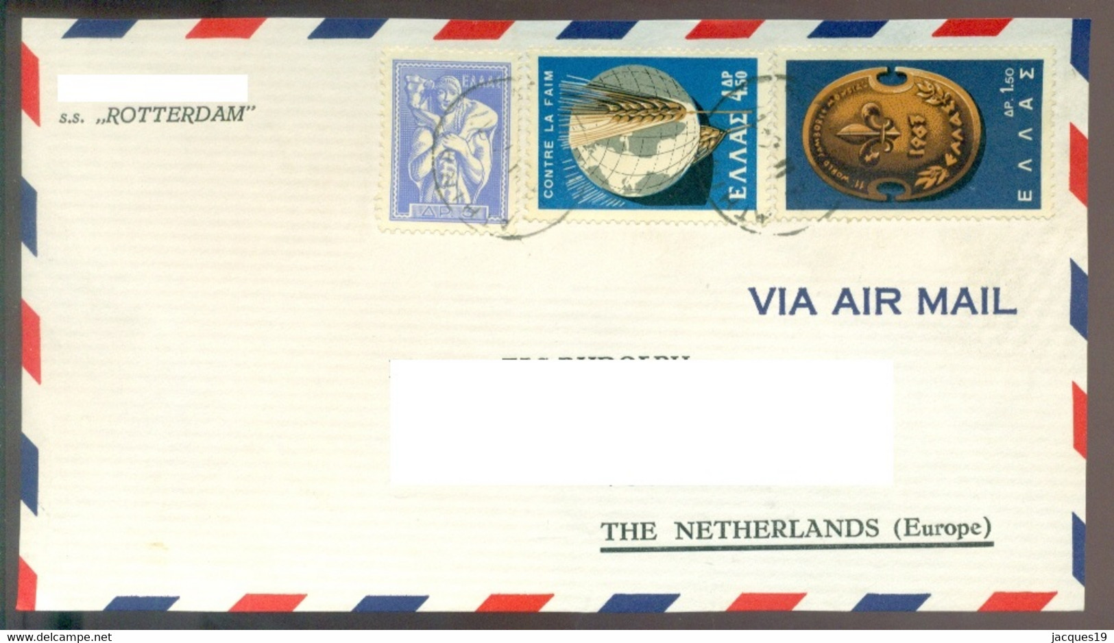 Greece 1964 Front Of Airmail Cover To Netherlands From SS Rotterdam Please Read Description - Covers & Documents