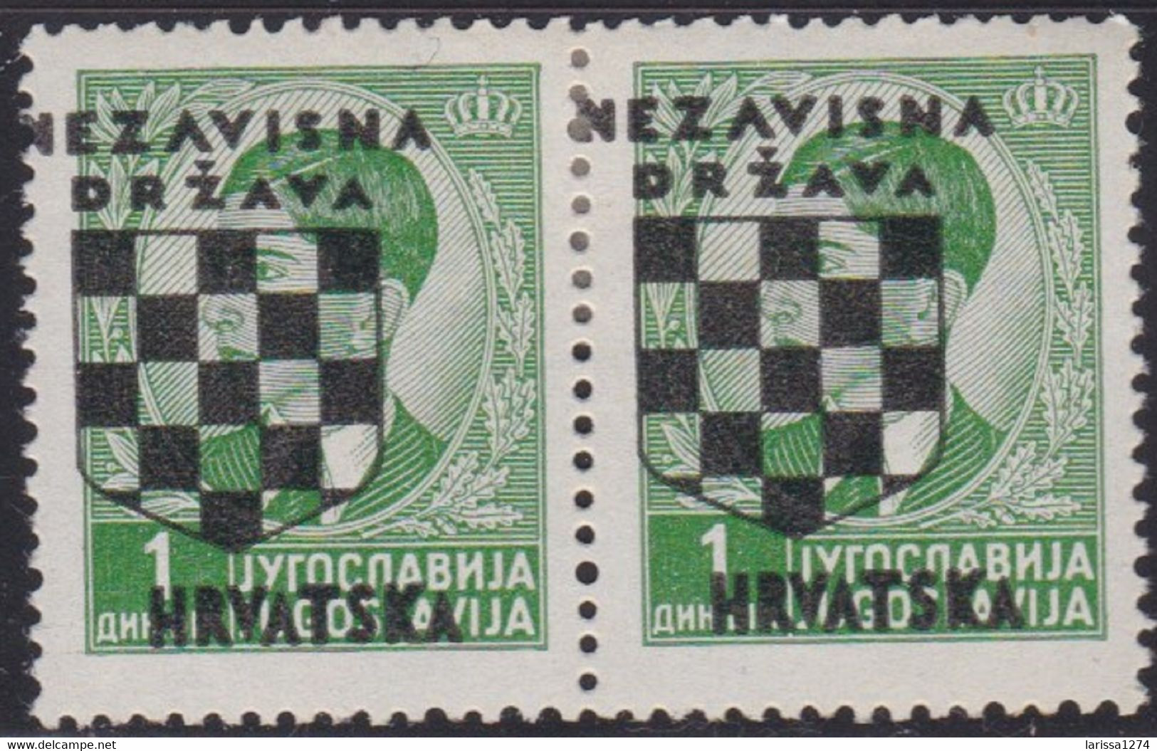 466. Croatia NDH 1941 Definitive Pair ERROR Moved Overprint MH Michel #11 - Non Dentelés, épreuves & Variétés