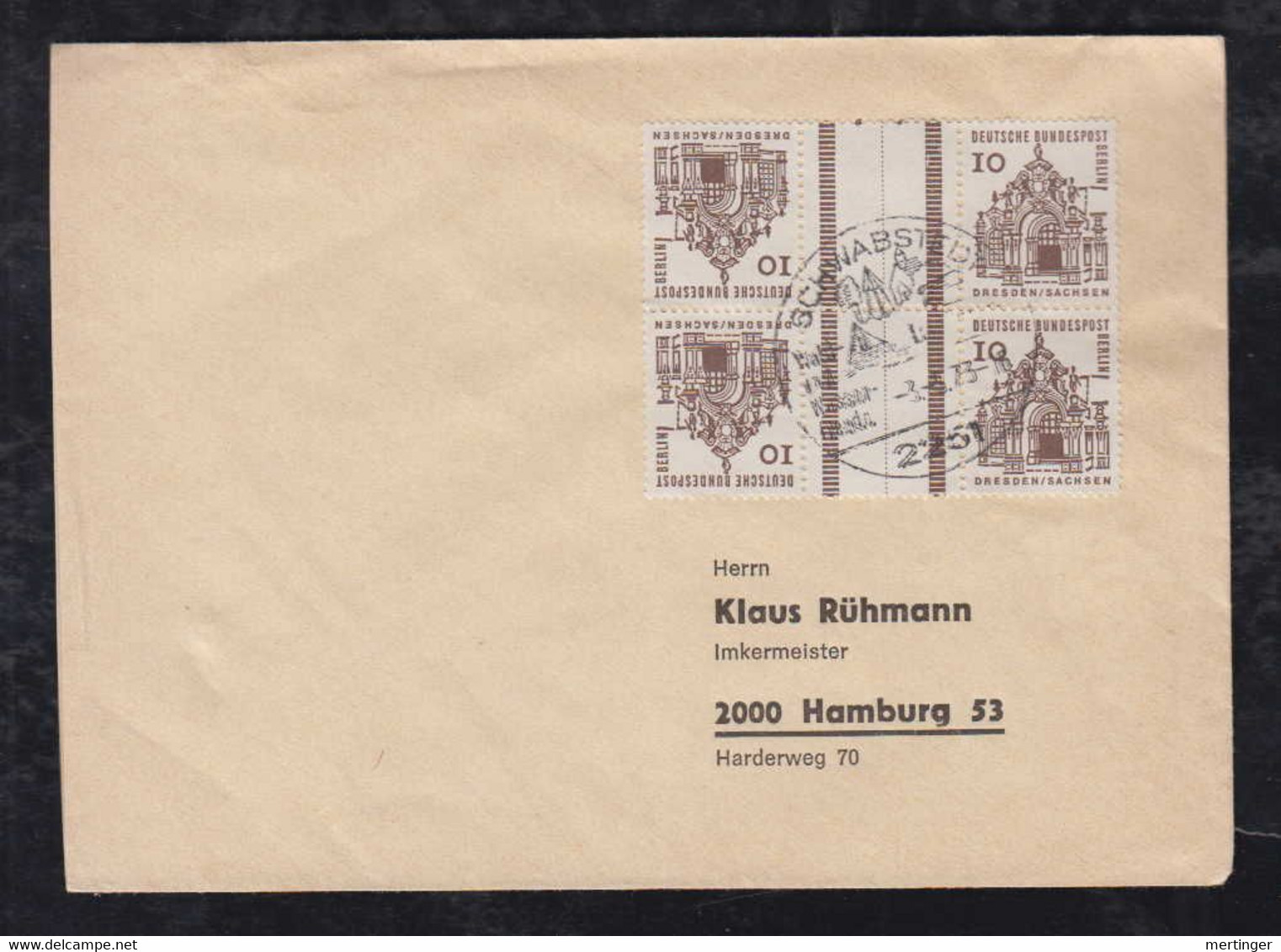 BERLIN 1973 Brief 2x ZDR KZ2 Schwabstedt X Hamburg - Storia Postale