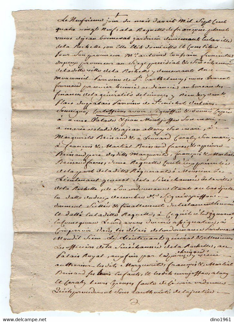 VP19.079 - Révolution Française - Cachet De Généralité De LIMOGES - Acte De 1789 - Justice - LA ROCHELLE - Seals Of Generality