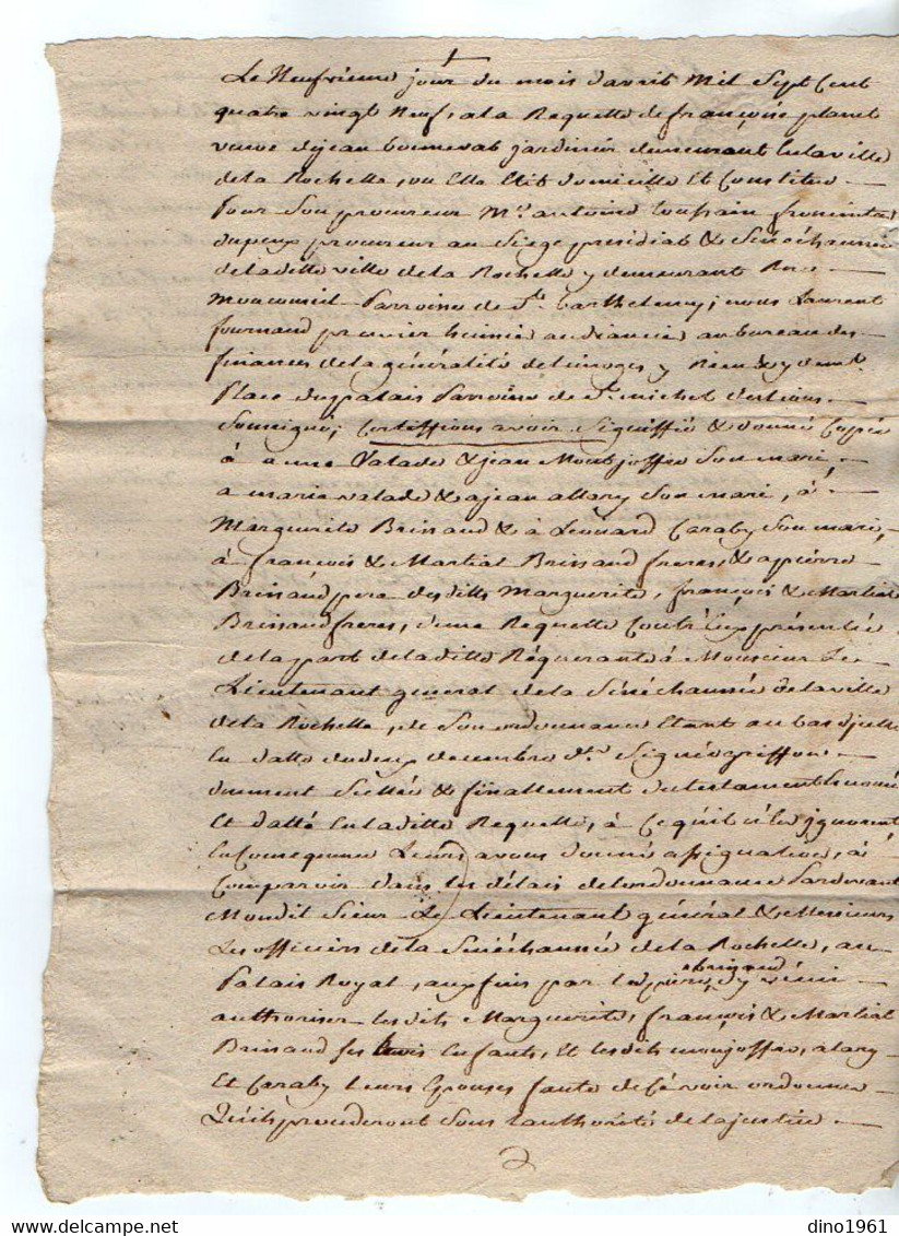 VP19.079 - Révolution Française - Cachet De Généralité De LIMOGES - Acte De 1789 - Justice - LA ROCHELLE - Cachets Généralité