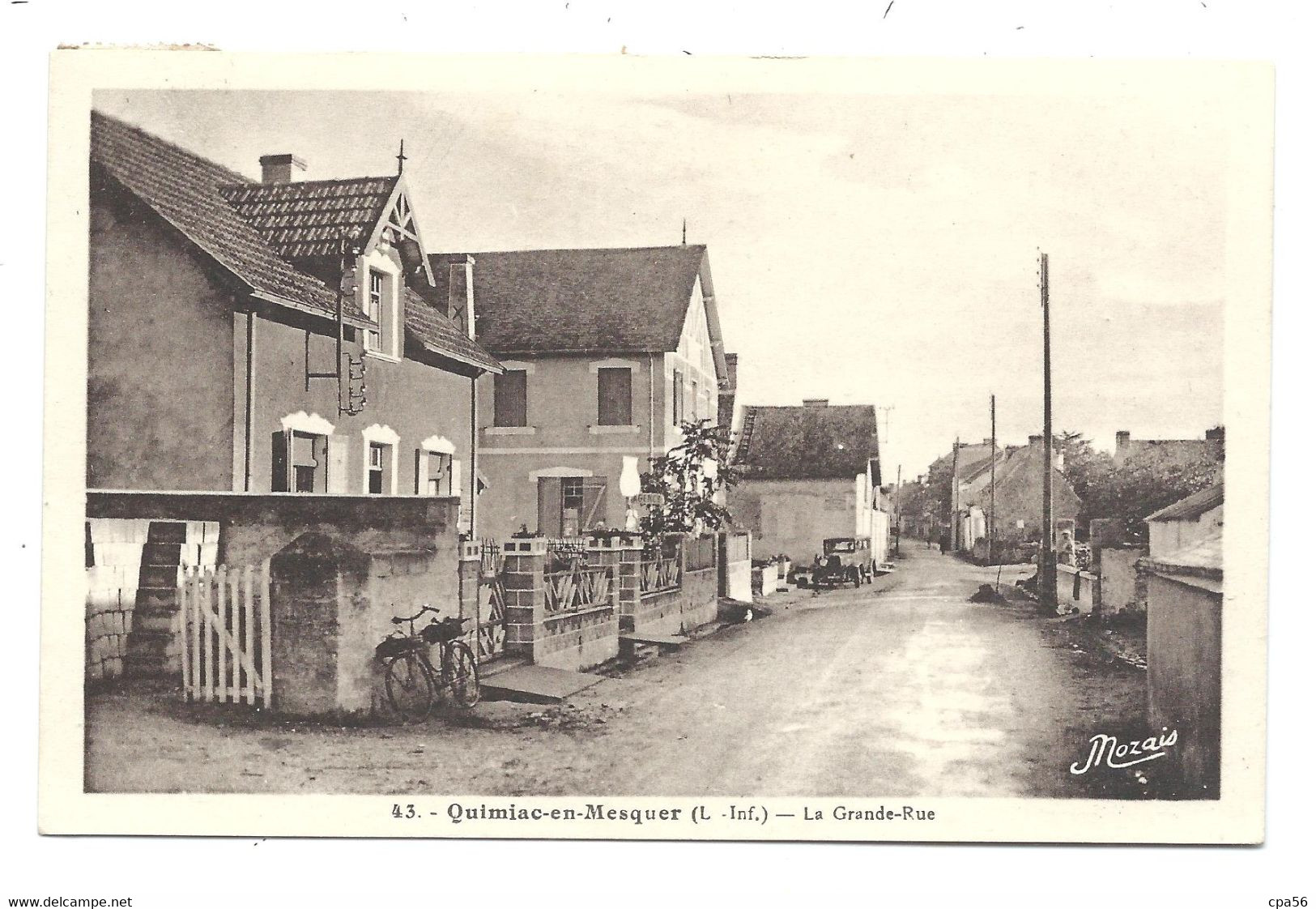 QUIMIAC En MESQUER - La Grande Rue (vers 1930)  N°43 J. Nozais éd. - Mesquer Quimiac