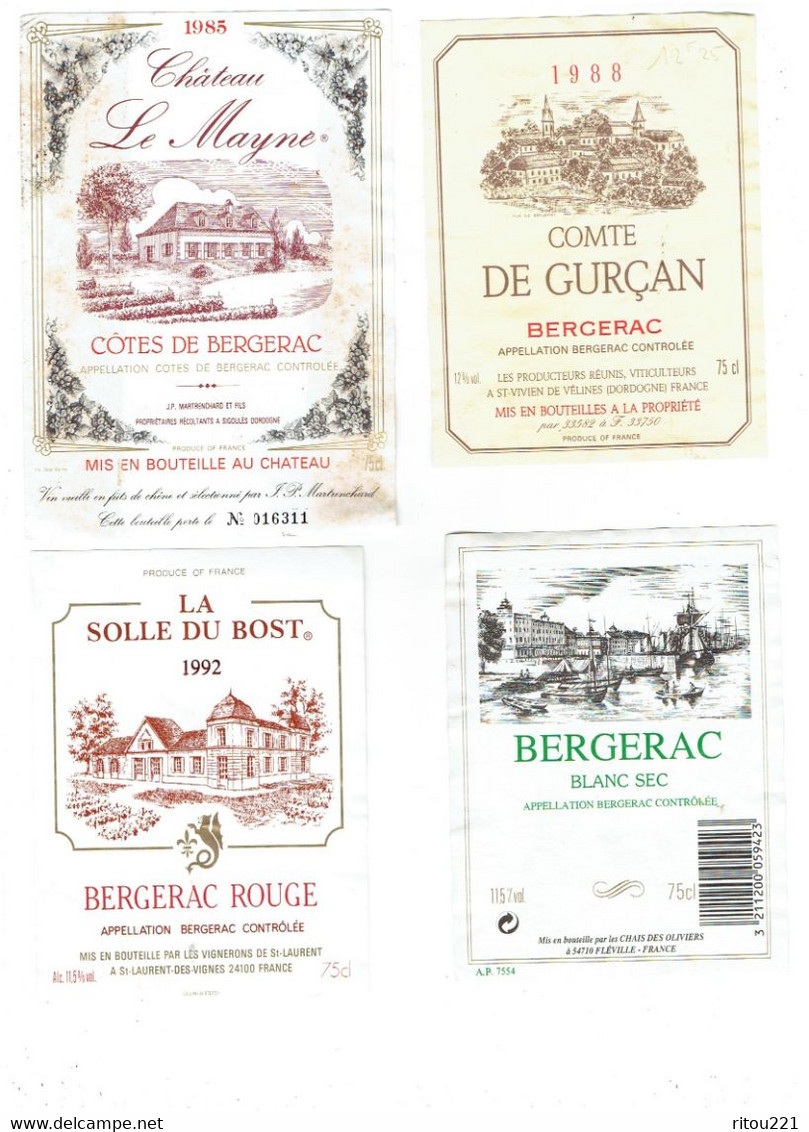 Lot 8 - Etiquette Vin - Bergerac - Chateau LE MAYNE Comte De Gurçan Solle Du Bost Fonvieille Bellevue Sur Val - Bergerac