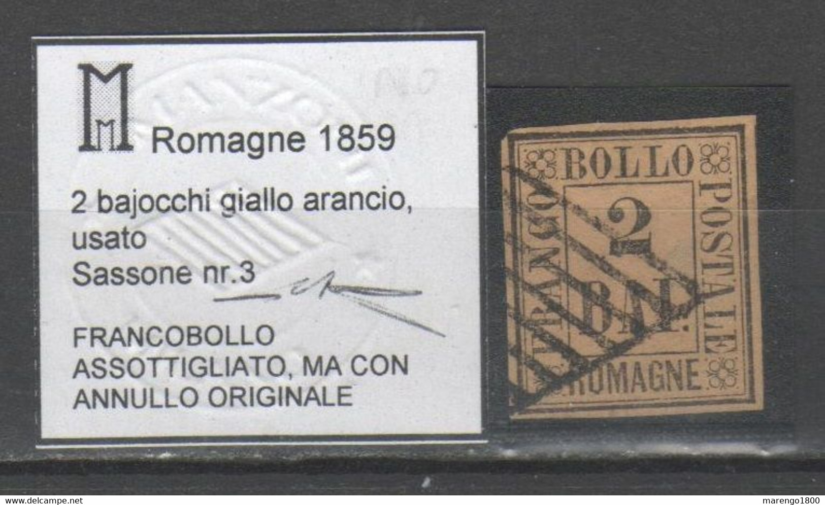 Romagne 1859 - 2 Baj. - Annullo Originale - Firmato - Romagne