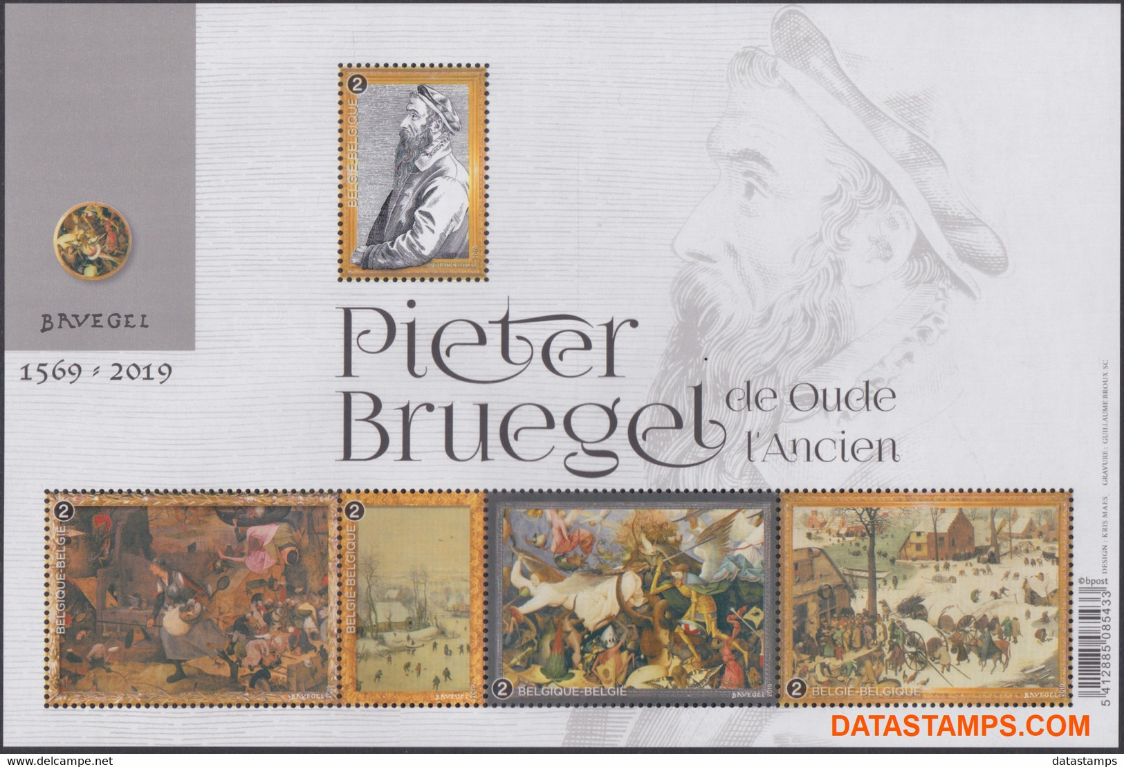 België 2019 - Mi:BL 243, Yv:F 4860, OBP:BL 282, Block - XX - Pieter Bruegel The Old - 1961-2001