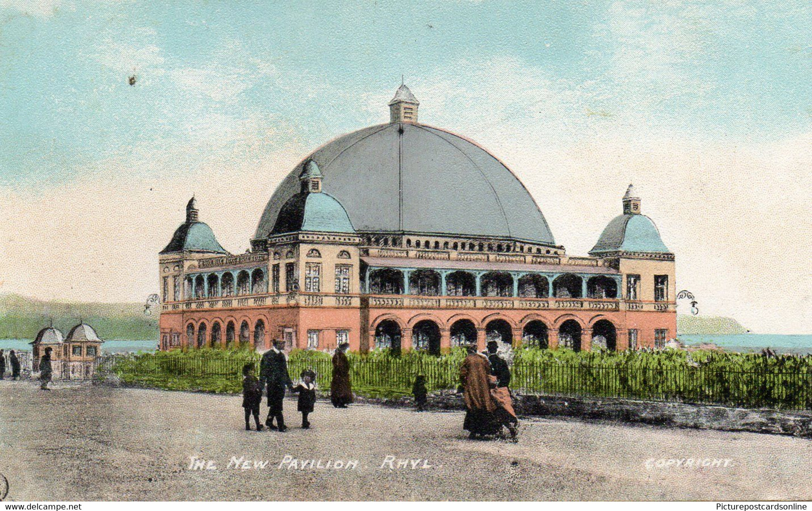 RHYL THE NEW PAVILION OLD COLOUR POSTCARD WALES - Flintshire