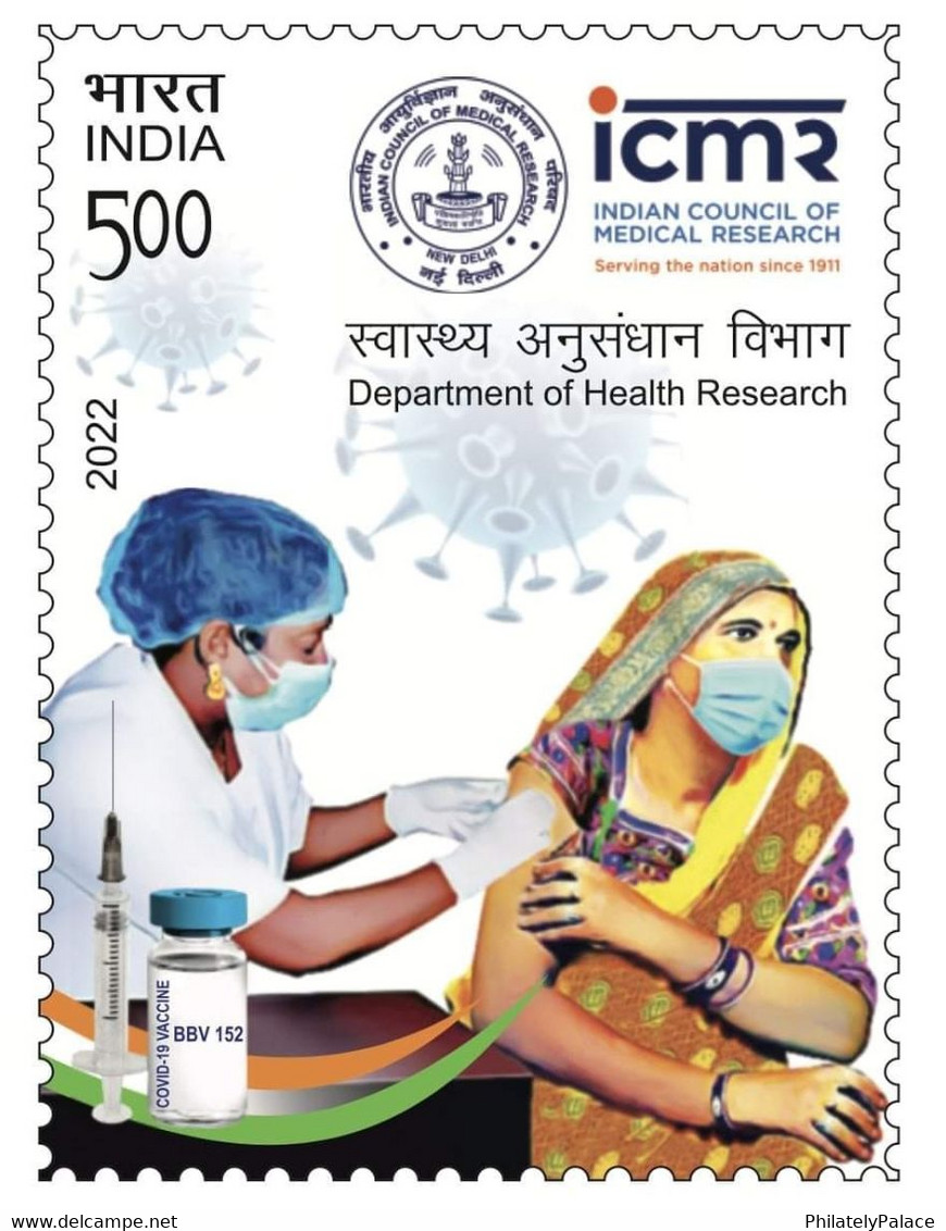 India 2022 *** ICMR Vaccine, COVID-19 ,Coronavirus, Vaccination Drive ,Doctor, Mask, Virus (**) Inde Indien - Unused Stamps