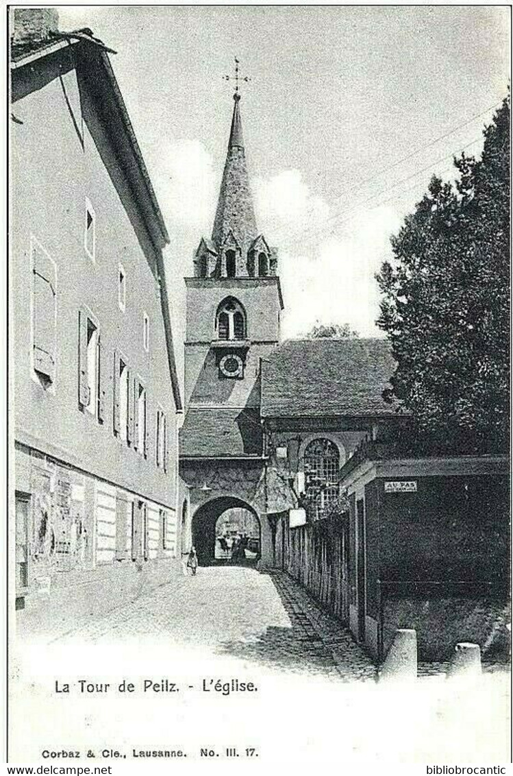 SUISSE /Cpa Pionnière -VAUD- LA TOUR DE PEILZ < VUE ANIMEE DE L'EGLISE - La Tour-de-Peilz