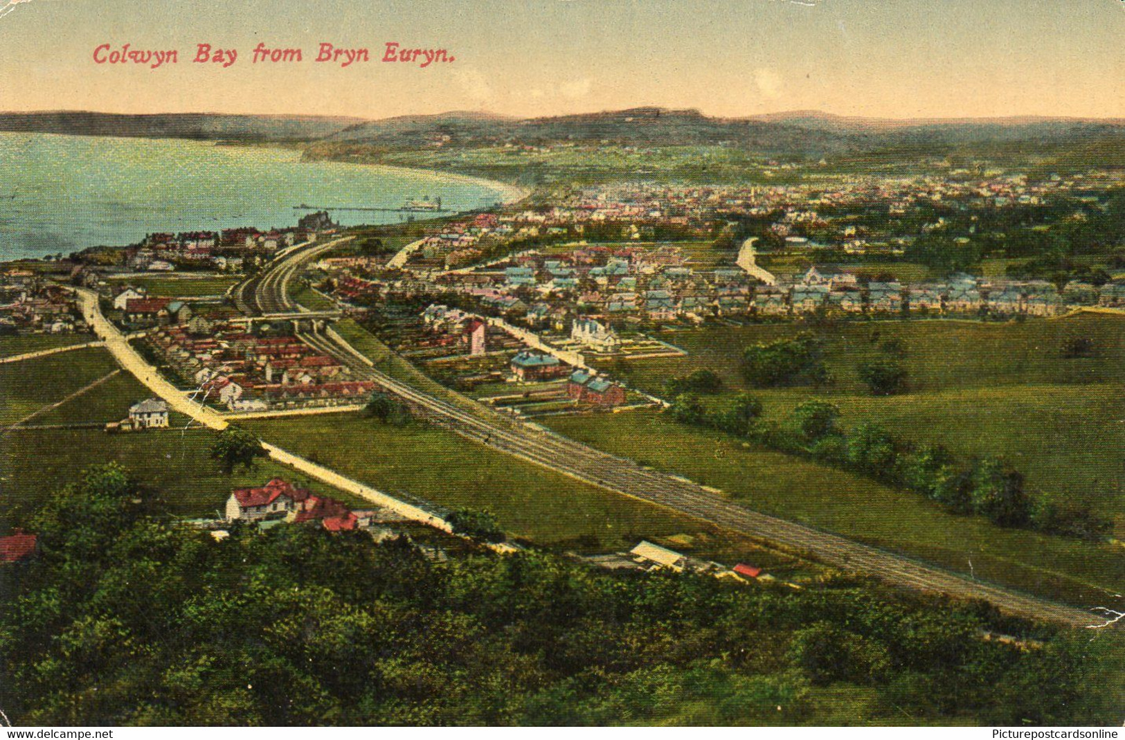 COLWYN BAY FROM BRYN EURYN OLD COLOUR POSTCARD WALES - Denbighshire