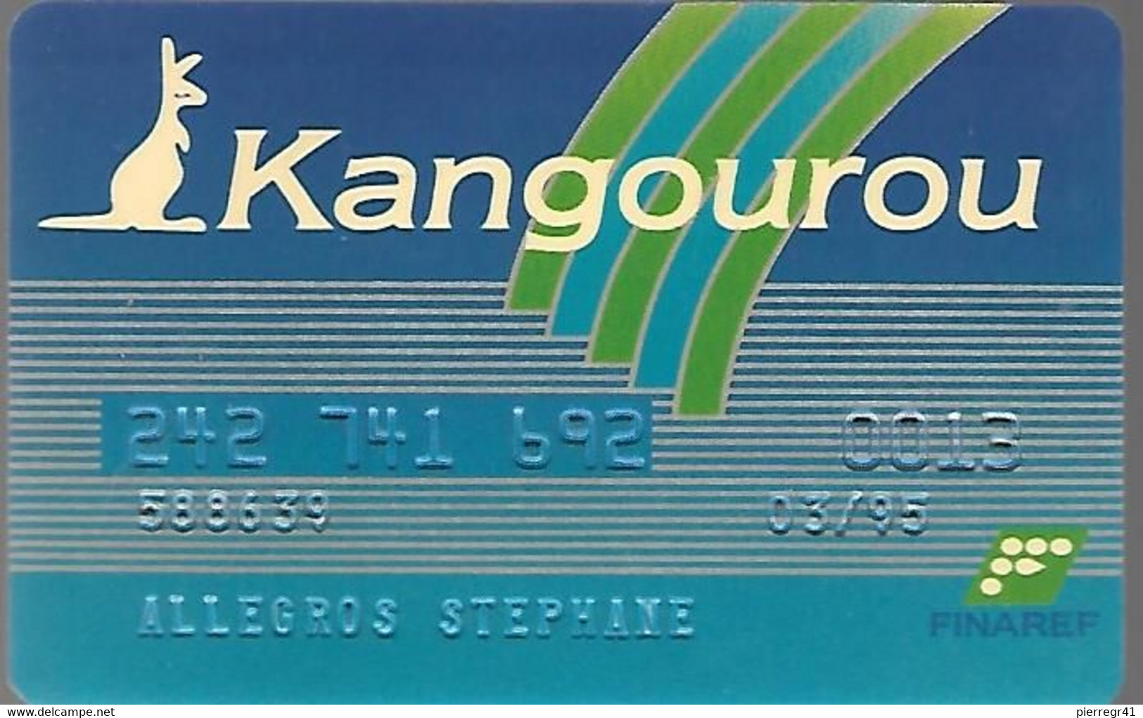 -CARTE-MAGNETIQUE-CB-FINAREF-KANGOUROU-Exp 03/95-V° Solaic 45060-10/90-TBE-RARE - Cartes Bancaires Jetables