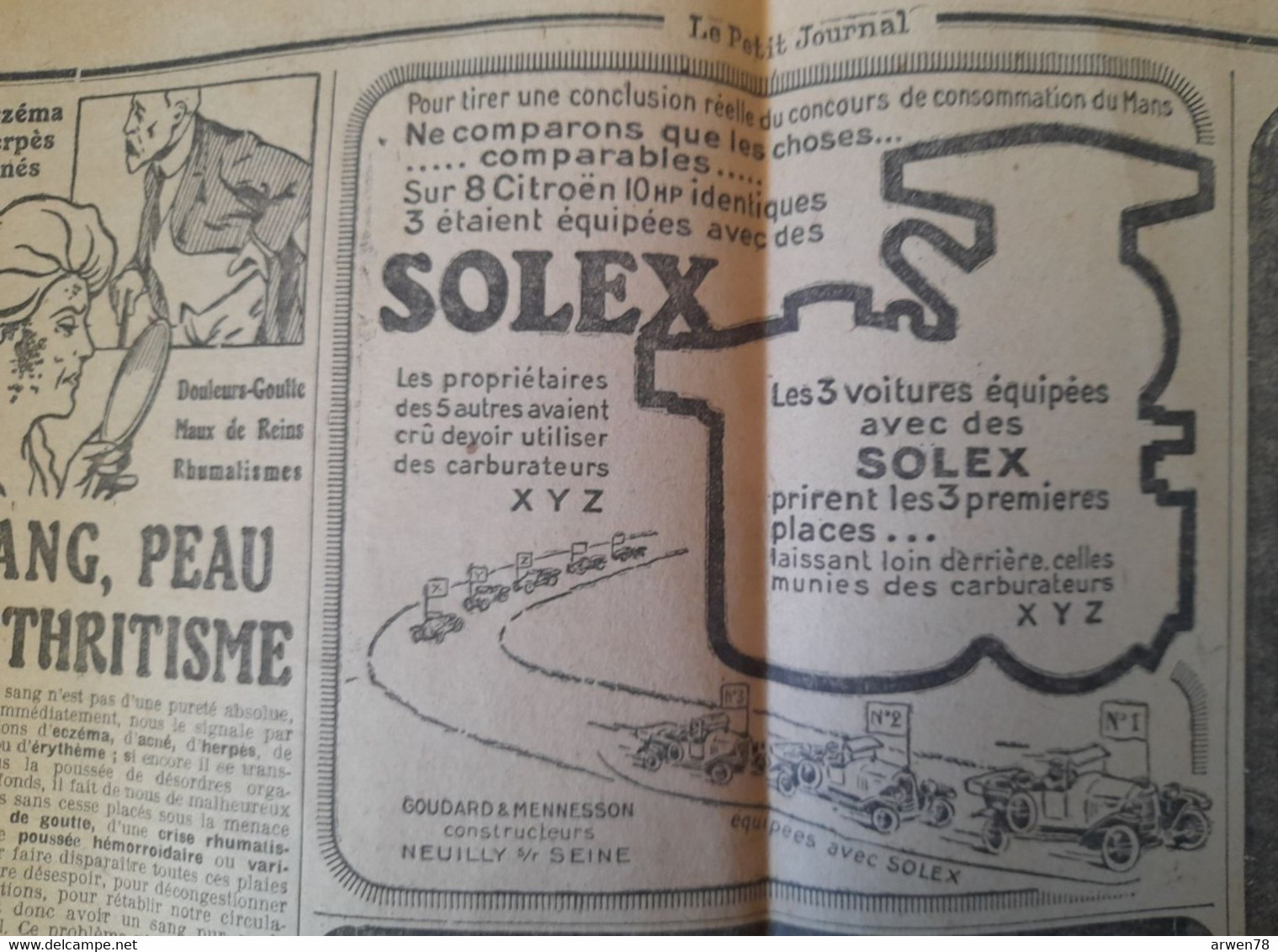 Quotidien Le Petit Journal 31 Janvier 1921 Pub Solex 24 Heures Du Mans La Conferance De Paris Lloyd George A Le Sourire - Le Petit Parisien