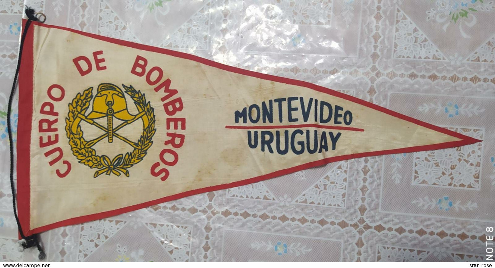 Flag (Pennant / Banderín) - Uruguay - Military - Cuerpo De Bomberos - Firefighters - 38cm - Vlaggen