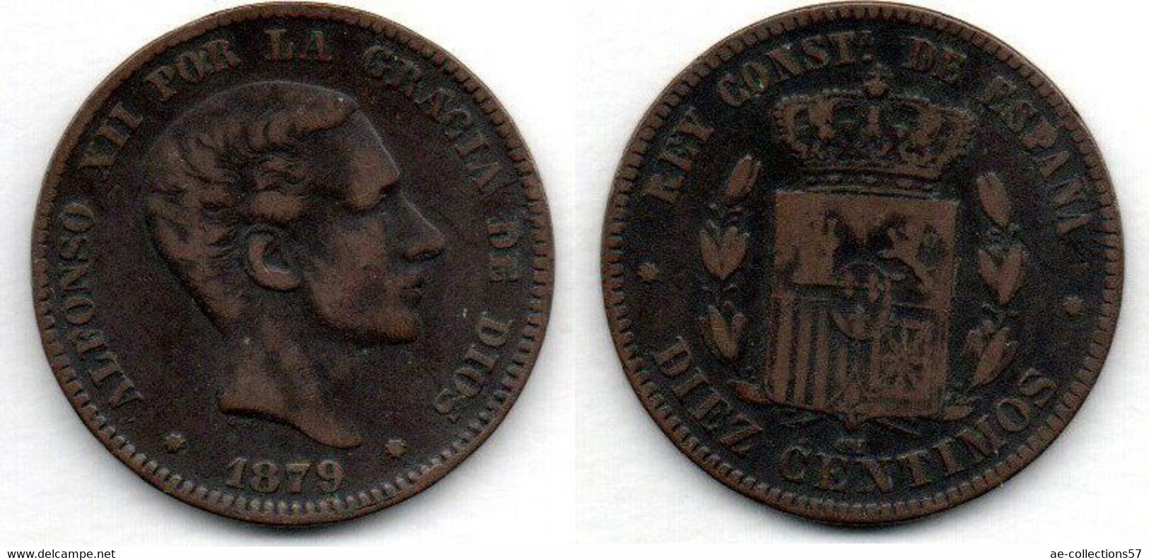 Espagne-   10 Centimos 1879 OM TB+ - First Minting