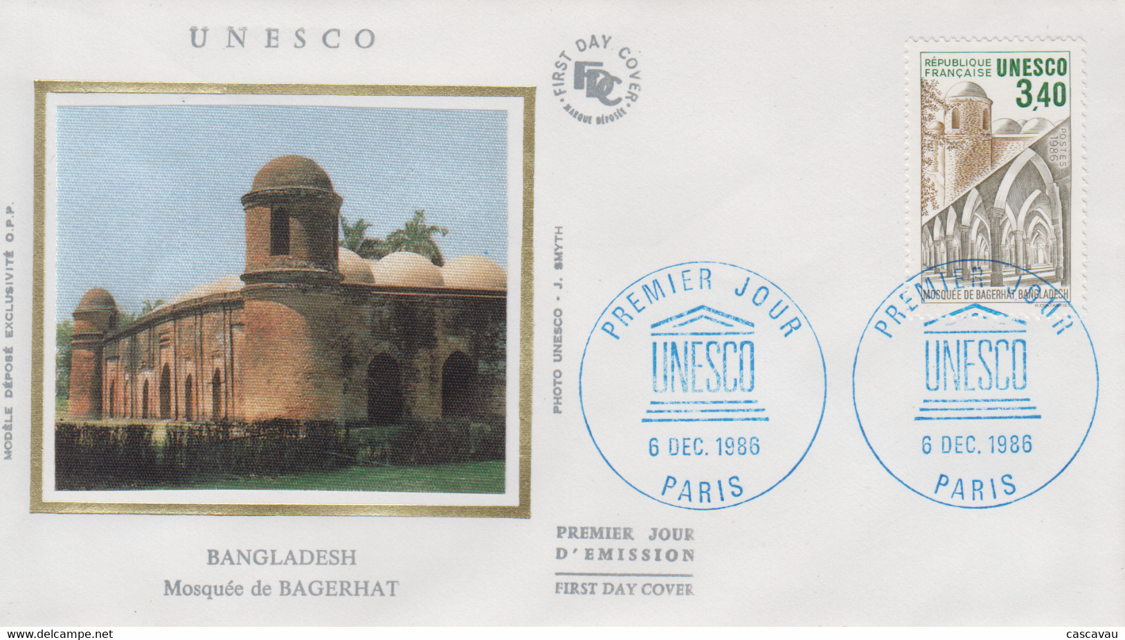 Enveloppe  FDC  1er  Jour   FRANCE   UNESCO   Mosquée  De  BAGERHAT    BANGLADESH   1986 - Mosquées & Synagogues