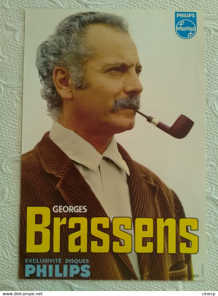 AFFICHE ANCIENNE ORIGINALE CHANTEUR GEORGES BRASSENS DISQUE PHILLIPS Ets Saint-Martin 1960's - Manifesti & Poster