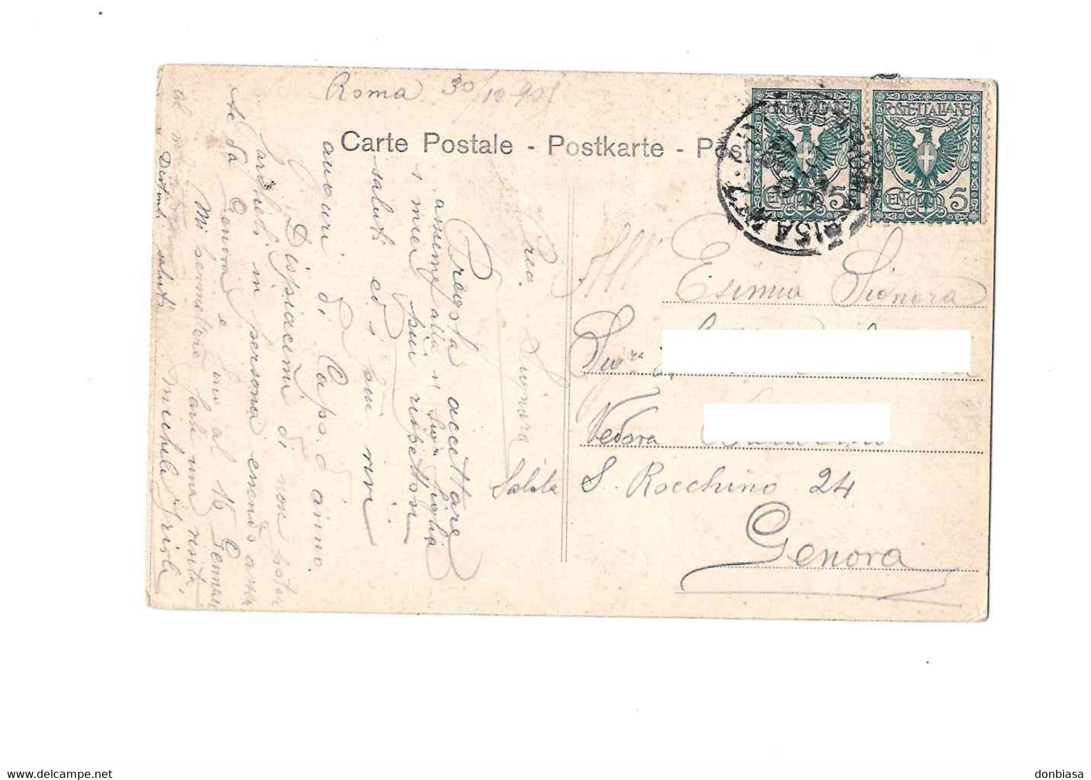 Roma: Saluti - Il Pincio. Cart. Fp Vg 1907 (timbro Ambulante Roma - Pisa) - Parcs & Jardins