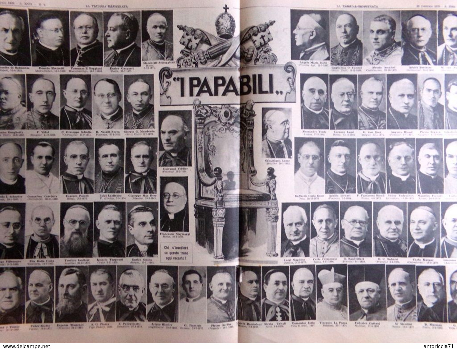 La Tribuna Illustrata 26 Febbraio 1939 Morte Pio XI Conclave Magia Nera Nuvolari - Oorlog 1939-45