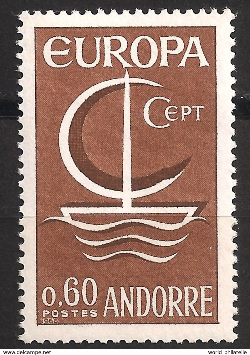 Andorre Français 1966 N° 178 ** Europa, Emission Conjointe, Europe, CEPT, Bateau à Voile, Bender, Voilier, Mer, Lune - Neufs