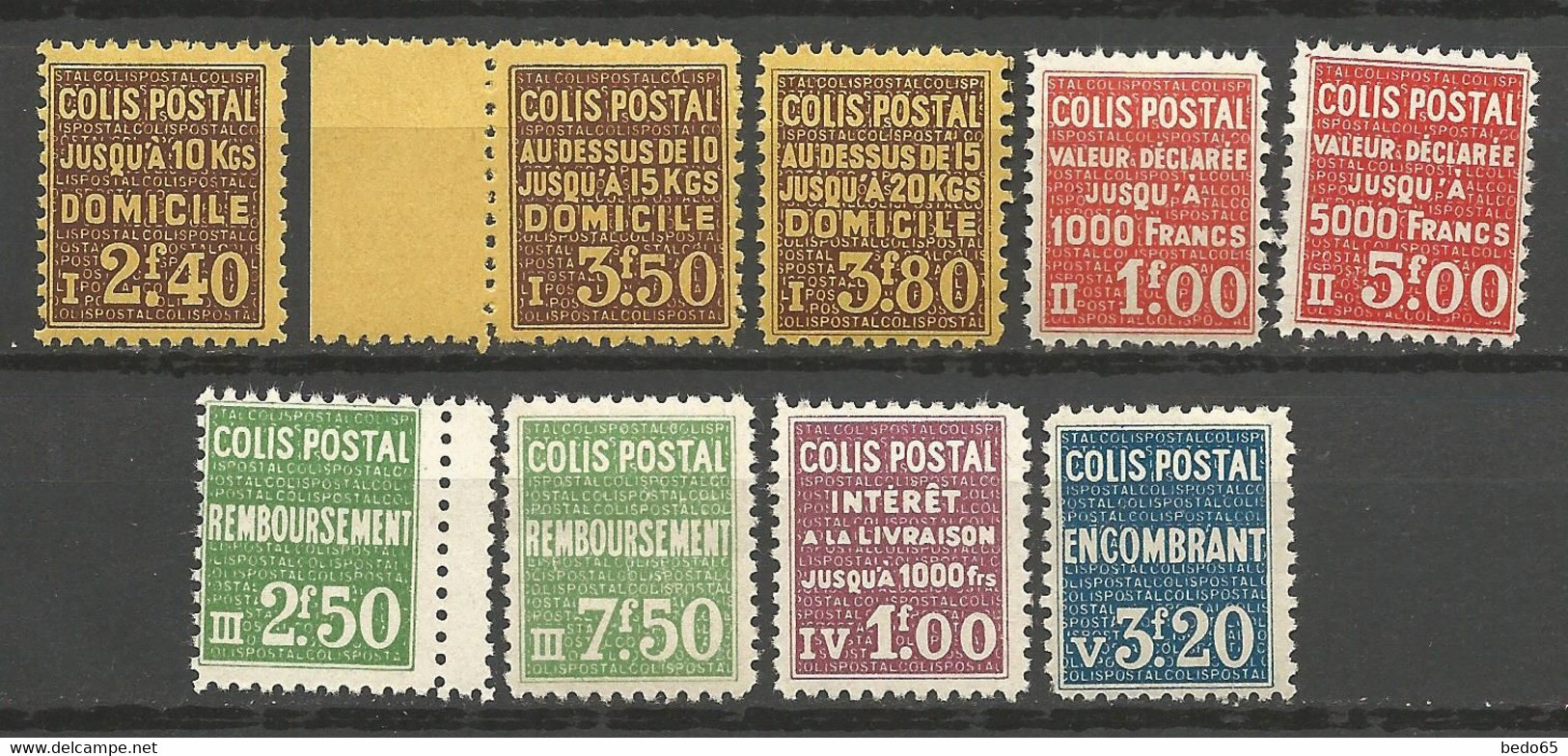 COLIS POSTAUX Série Complète N° 165 à 173 NEUF** LUXE SANS  CHARNIERE  / MNH - Mint/Hinged