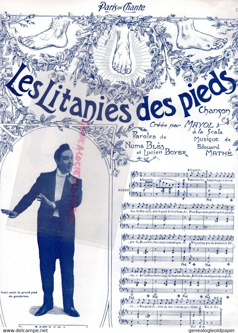 79-PARIS QUI CHANTE- PARTITION MUSIQUE-N° 52 - 1904- POLIN-ONCLE AMERIQUE-LITANIES DES PIEDS-MAYOL-MISTINGUETTE - - Spartiti