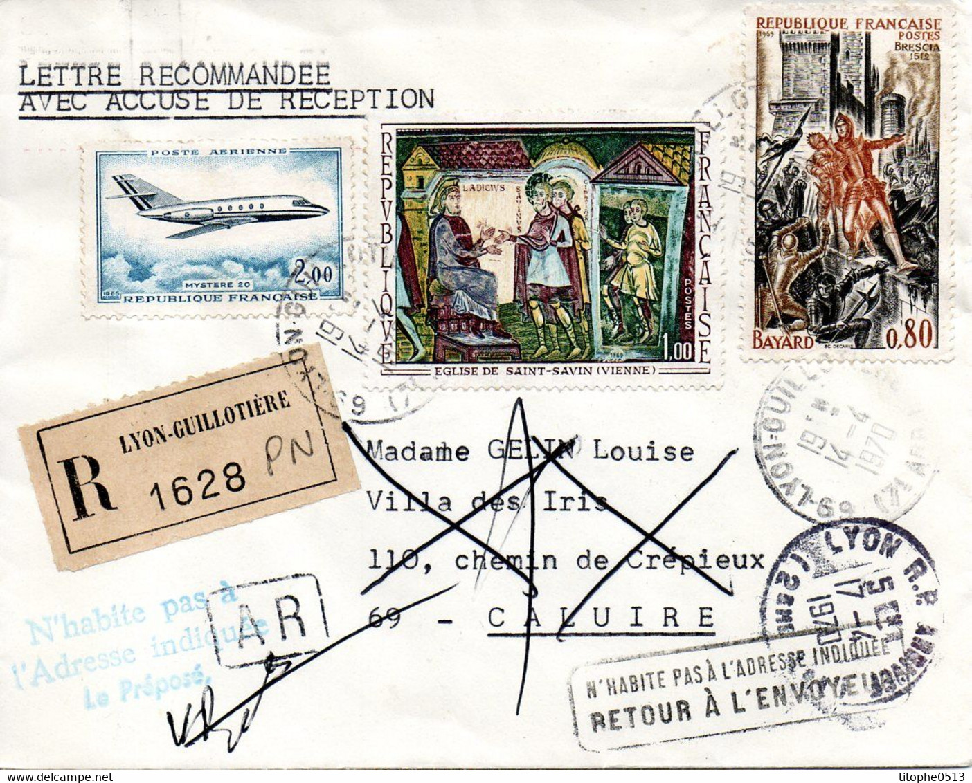 FRANCE. Enveloppe Ayant Circulé En 1970. Retour à L'envoyeur. - Lettres & Documents