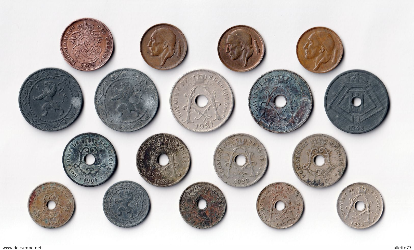 Monnaies - BELGIQUE, Lot De 18 Monnaies : 2, 5, 10, 25 Et 50 Centimes (1904 à 1983) - Collections