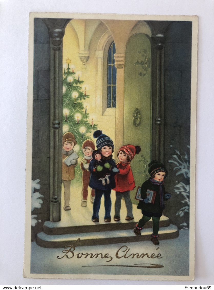 Carte De Bonne Année - Enfants Sortie De L'église - Nr 3407 - Anno Nuovo