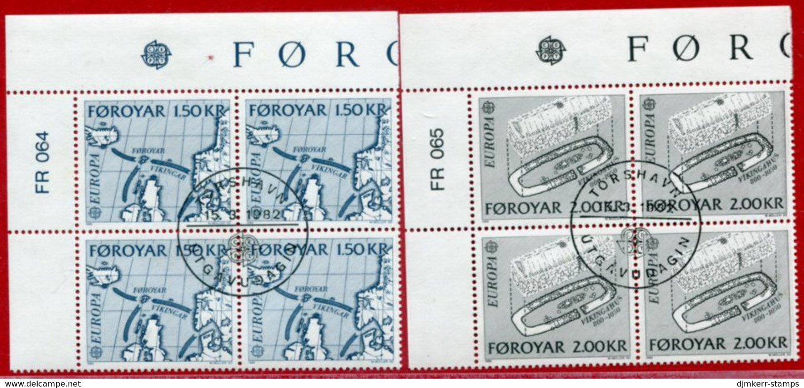 FAROE IS. 1982 Europa: Historic Events Used Blocks Of 4.  Michel 70-71 - Féroé (Iles)