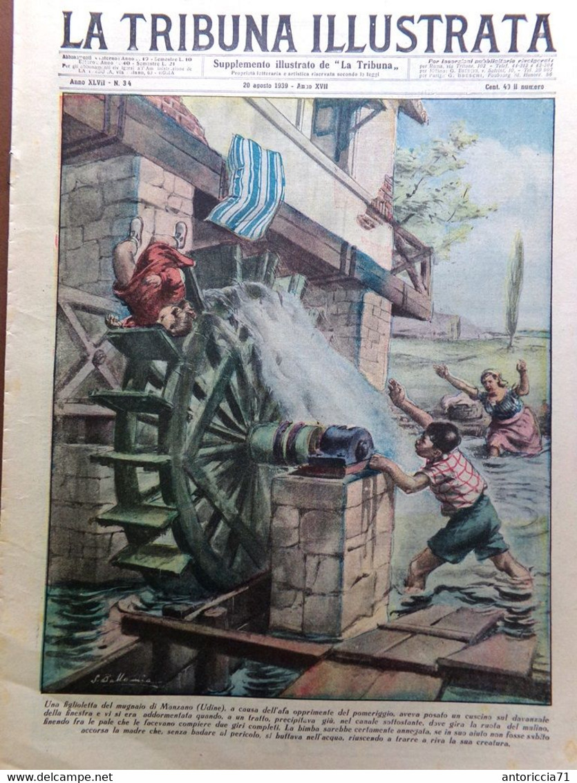 La Tribuna Illustrata 20 Agosto 1939 Grandi Manovre Assam Duce Vacanze Processi - Weltkrieg 1939-45