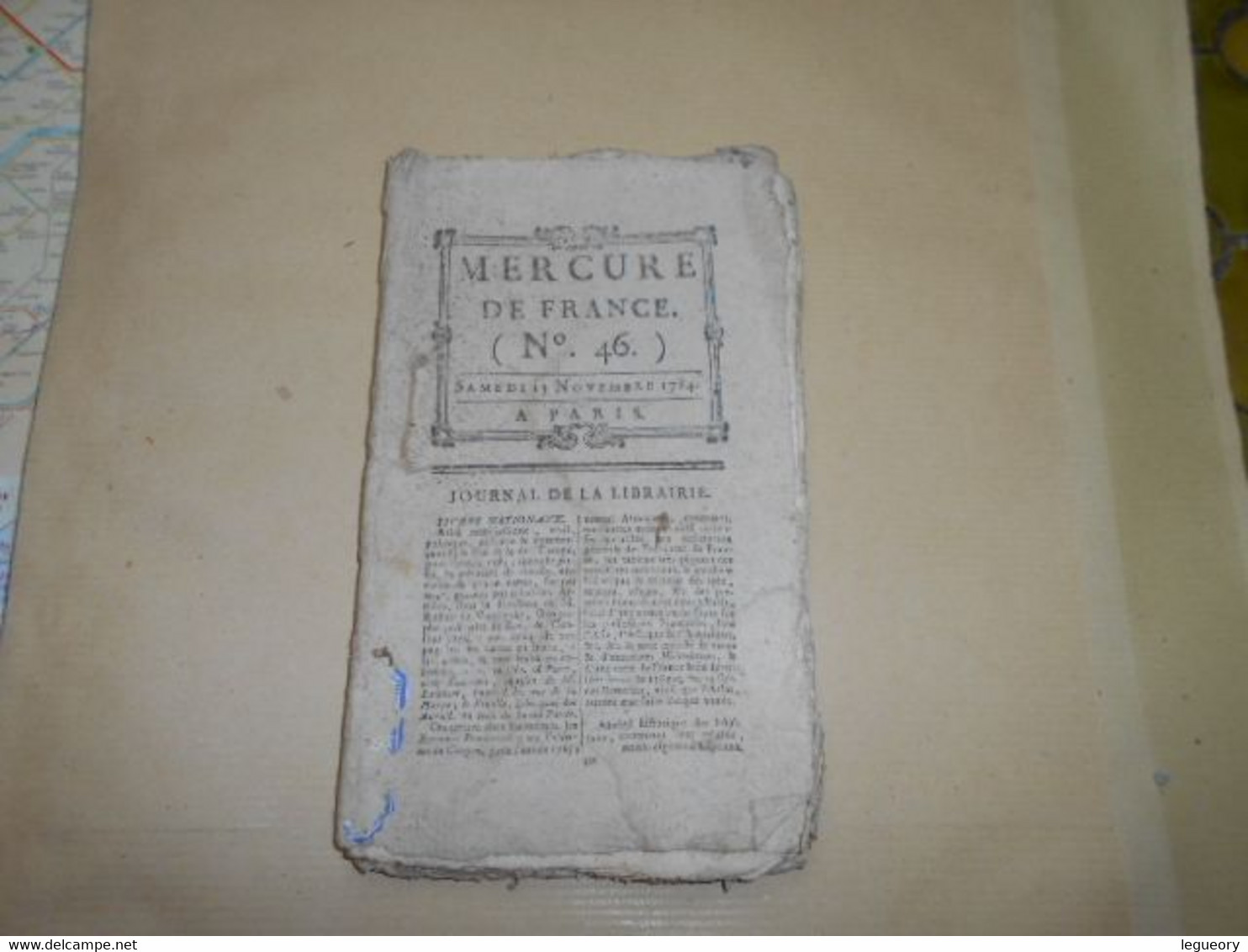 Mercure De France  N° 46   Samedi  13 Novembre  1784   Journal De La Librairie - Periódicos - Antes 1800