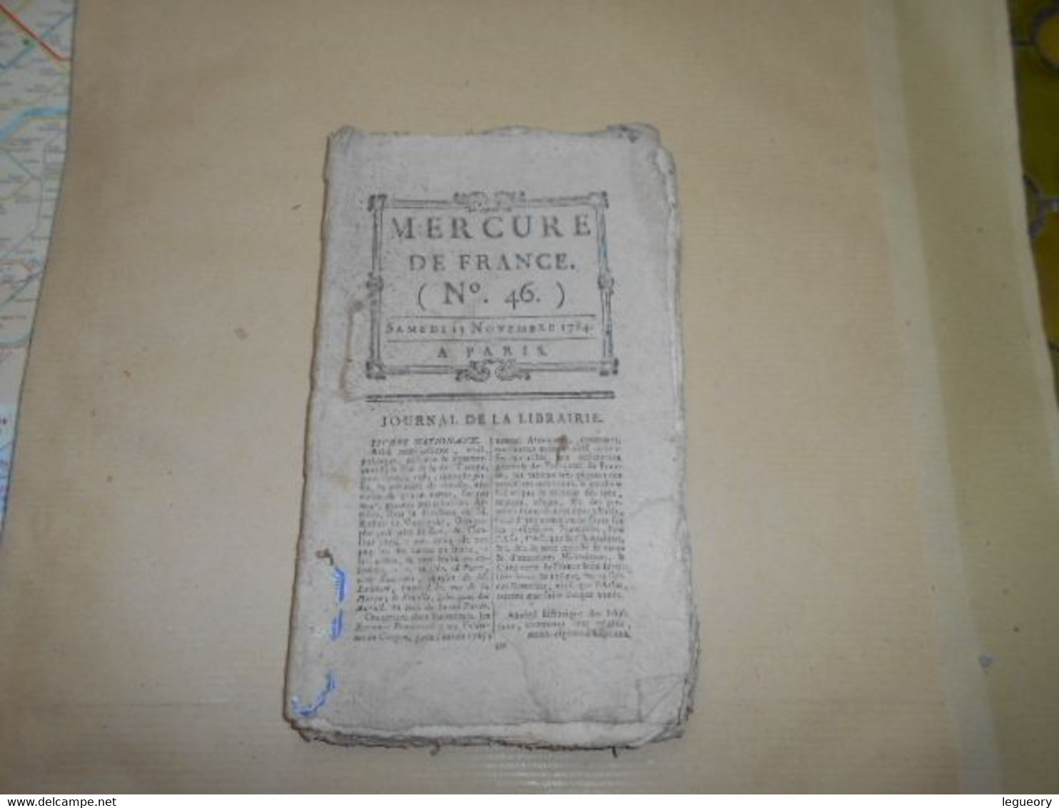 Mercure De France  N° 46   Samedi  13 Novembre  1784   Journal De La Librairie - Kranten Voor 1800