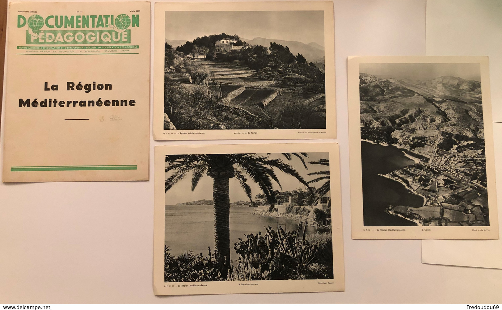 Documentation Pédagogique - Ecole - Géographie  - La Région Méditerranéenne - Juin 1951 - Lesekarten