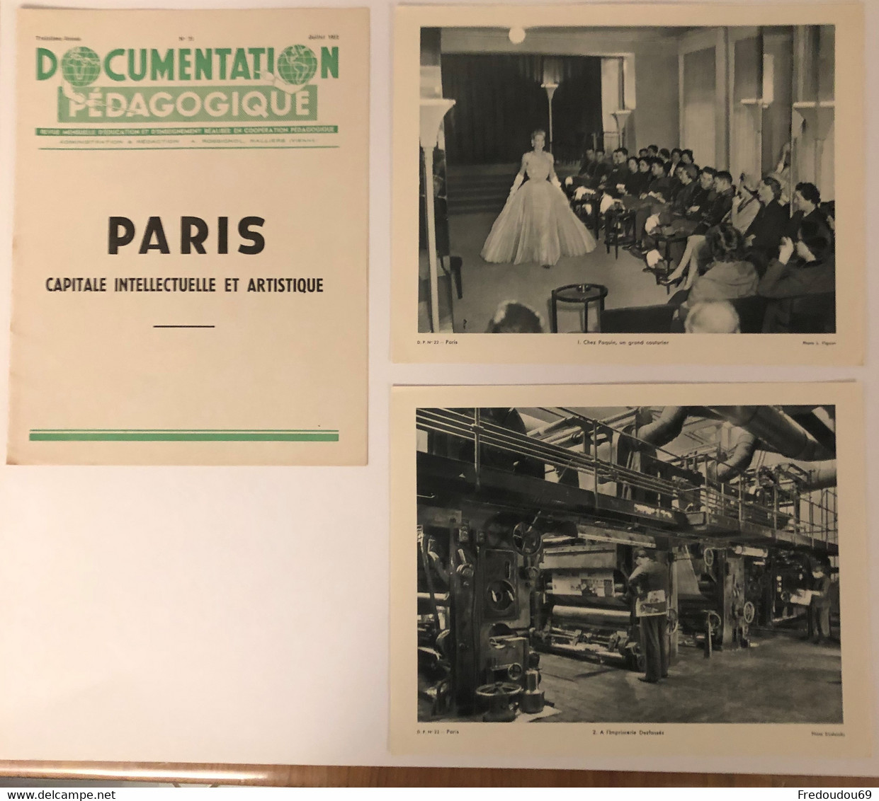 Documentation Pédagogique - Ecole - Géographie  - Paris Capitale Intellectuelle Et Artistique - Juillet 1952 - Lesekarten