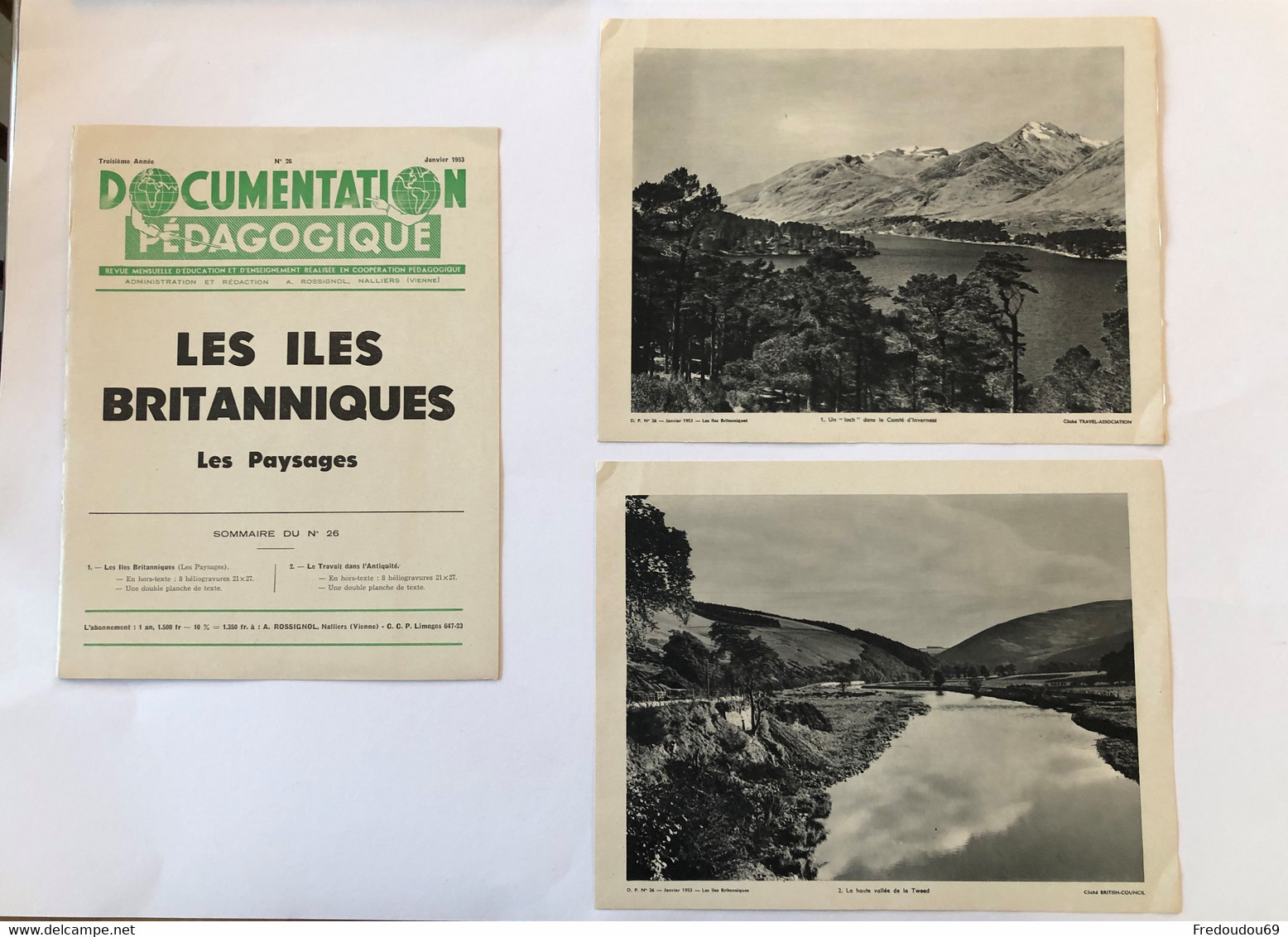 Documentation Pédagogique - Ecole - Géographie  - Les Iles Britanniques - Les Paysages - Janvier 1953 - Schede Didattiche