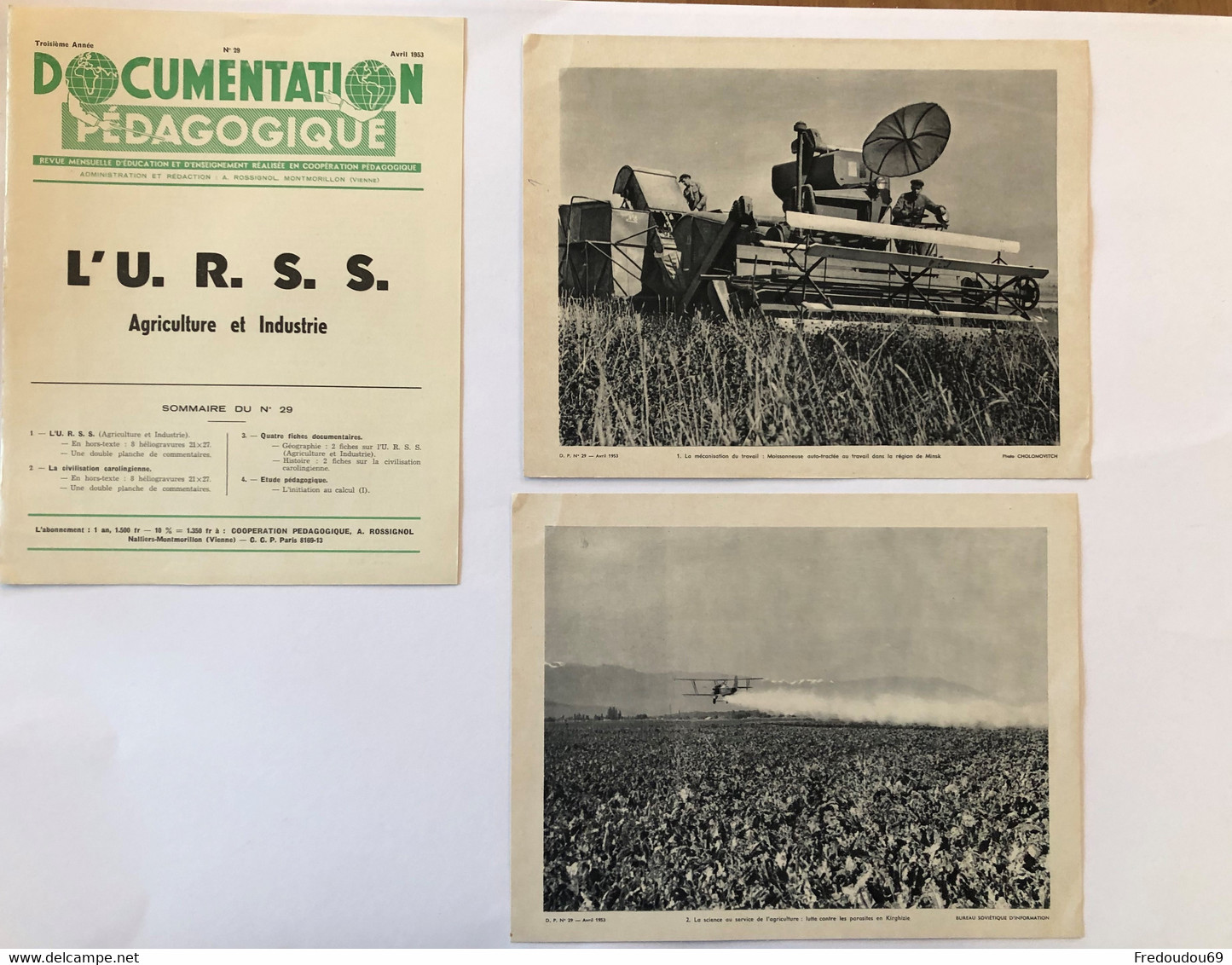 Documentation Pédagogique - Ecole - Géographie  - L'URSS - Agriculture Et Industrie - Avril 1953 - Fichas Didácticas