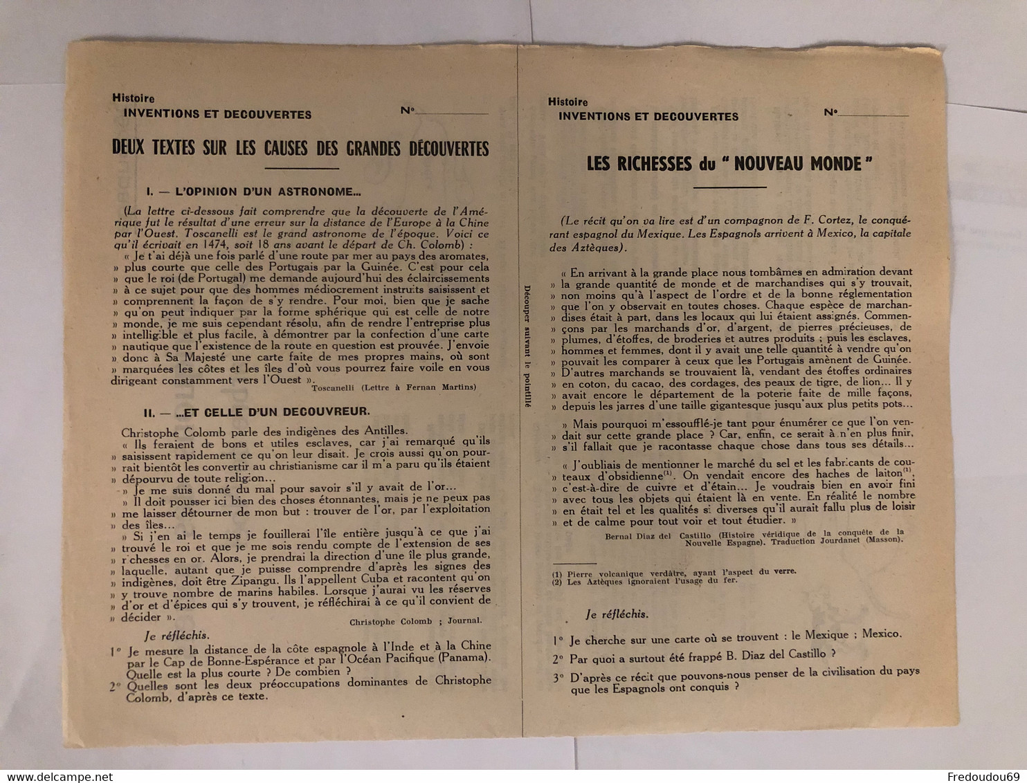 Documentation Pédagogique - Ecole - Géographie - Grandes Inventions Et Découvertes - Décembre 1953 - Fichas Didácticas