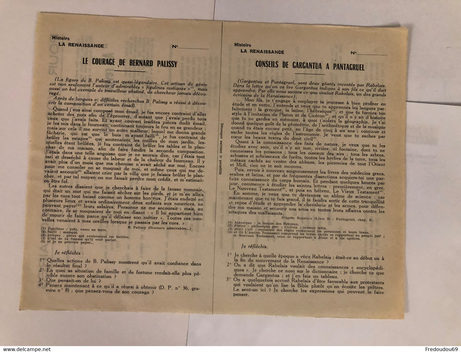 Documentation Pédagogique - Ecole - Histoire- Ecole - Géographie - La Renaissance - Janvier 1954 - Lesekarten