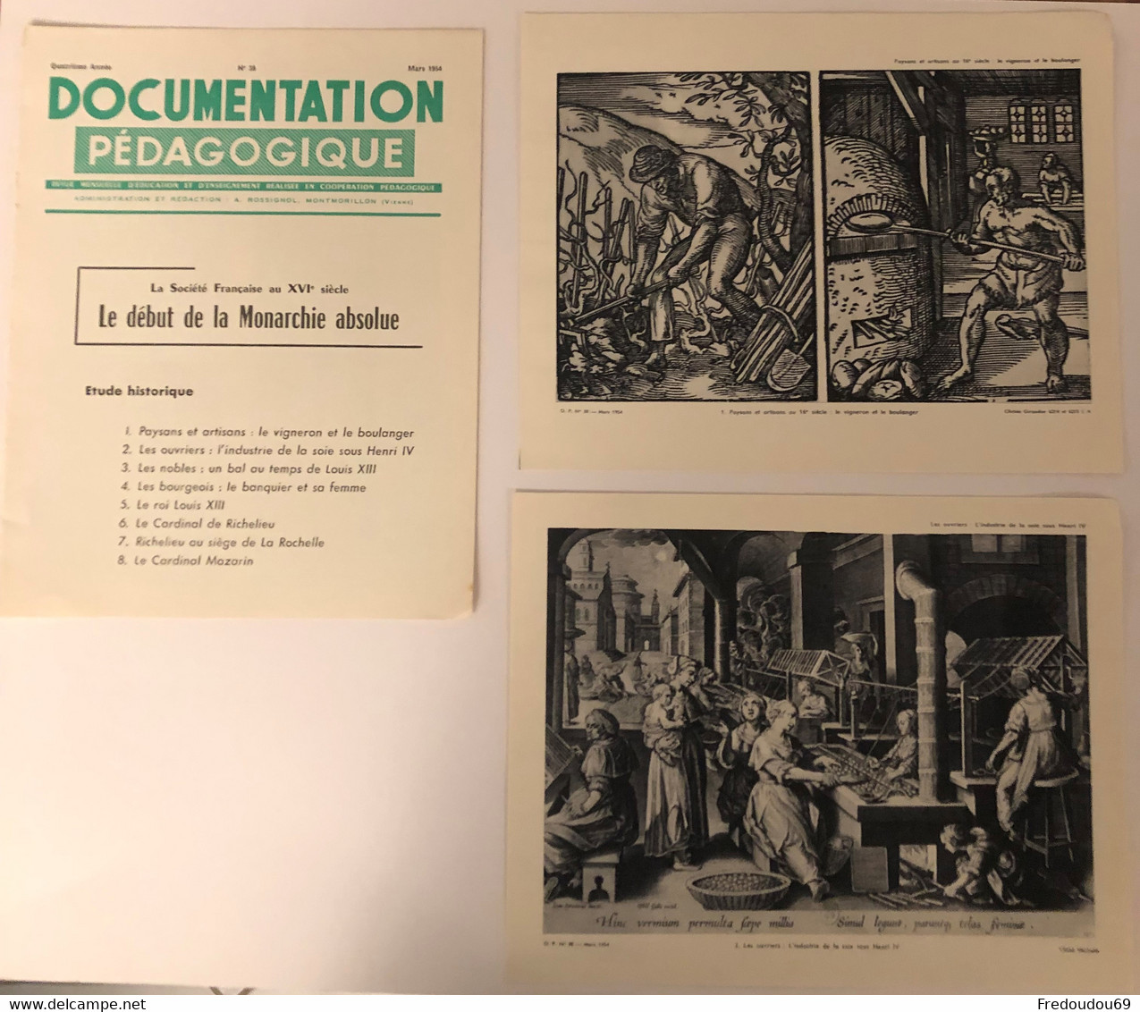 Documentation Pédagogique - Ecole - Histoire - Le Début De La Monarchie Absolue - Mars 1954 - Lesekarten