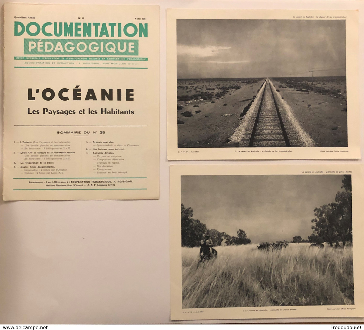 Documentation Pédagogique - Ecole - Géographie - L'océanie - Les Paysages Et Les Habitants - Avril 1954 - Fiches Didactiques